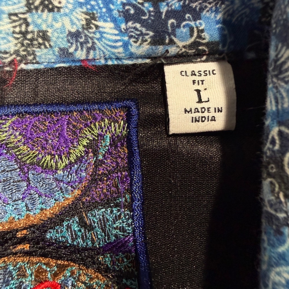 Robert Graham Button Down Shirt Mens L Black Jacquard Paisley Classic Fit L/S - Picture 3 of 5